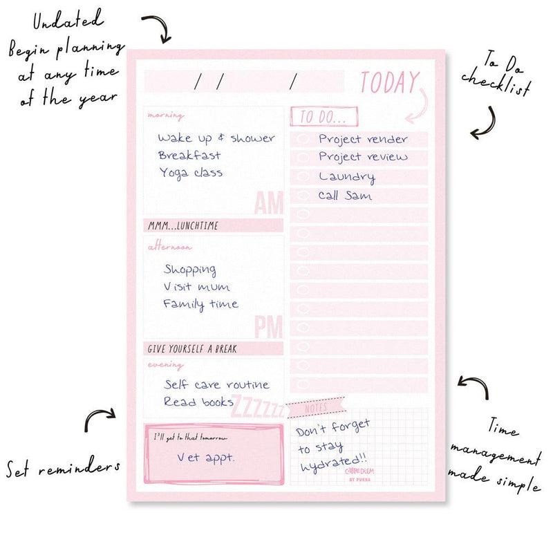 Pukka Carpe Diem Daily Planner Pad Ballerina Pink - Office Connect 2018