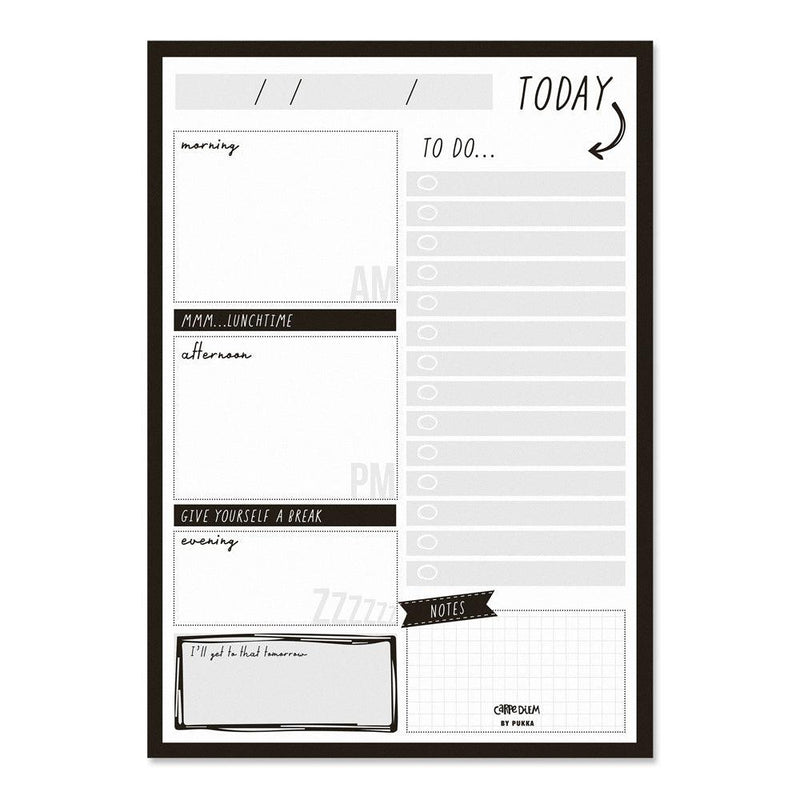 Pukka Carpe Diem Daily Planner Pad Black - Office Connect 2018