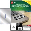 Avery Heavy Duty ID Label L6013 Silver Laser 208x295mm 1up 20 Sheets - Office Connect 2018