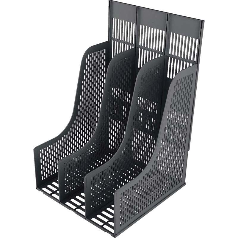 FM Magazine Holder Document 3 Grid Black Plastic - Office Connect 2018