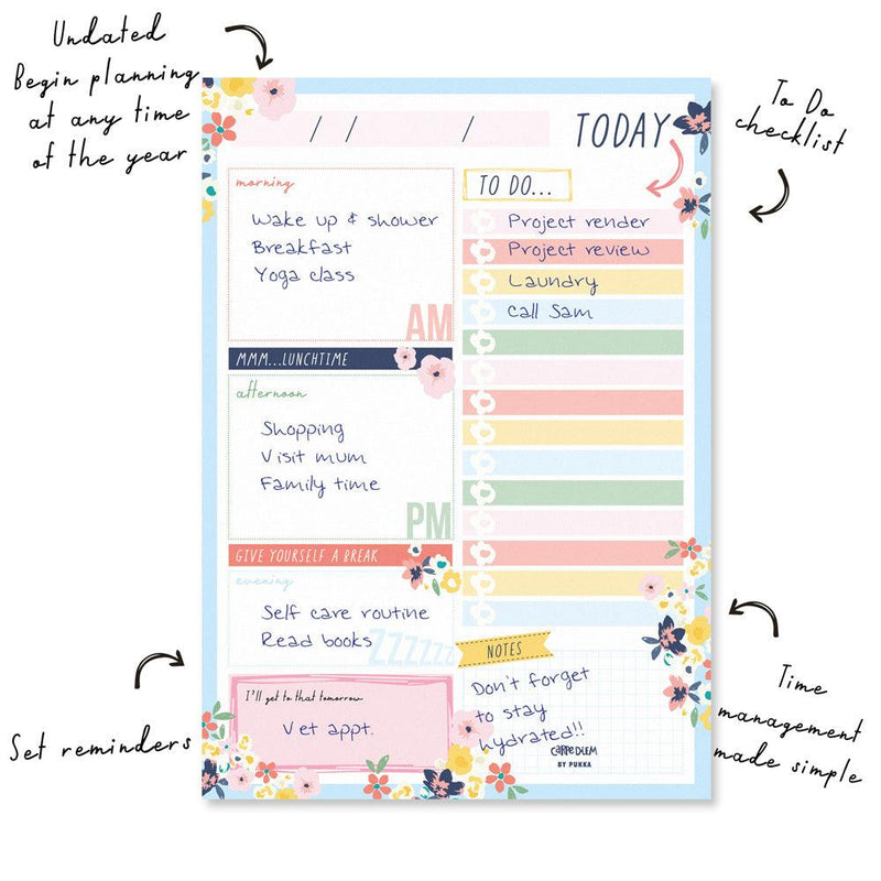 Pukka Carpe Diem Daily Planner Pad Ditzy Floral - Office Connect 2018