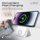 PROMATE 10000mAh Dual Charging Magsafe Wireless PowerBank. Perfect for iPhone, Watch, Airpods. 15W Magsafe Charger. 2.5W Apple Watch Charger. USB-C Port. 20W PD. Slim & Compact. White Colour. - Office Connect 2018