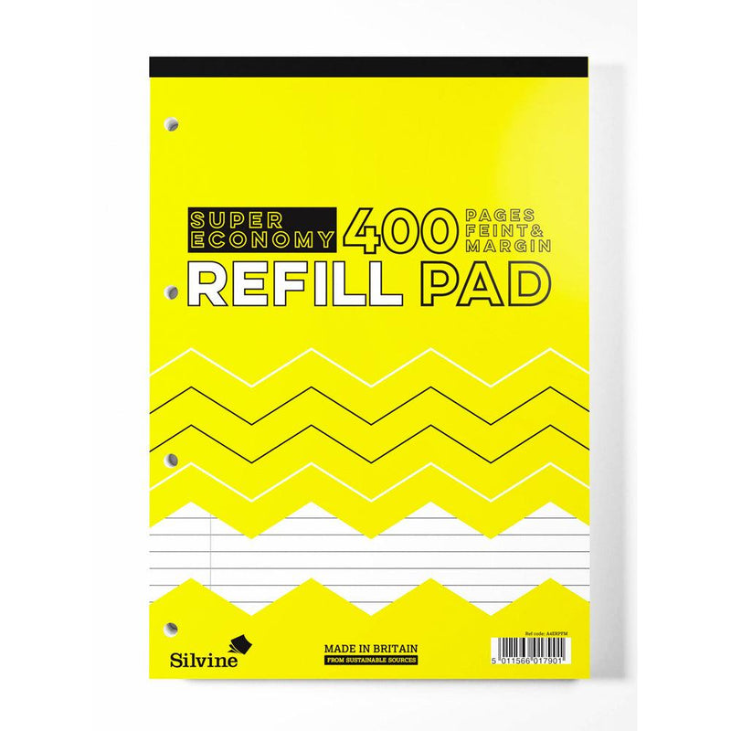 Silvine Super Economy Refill Pad A4 Lined with Margin 400 Pages - Office Connect 2018
