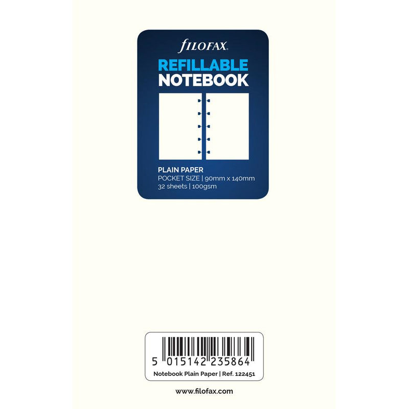 Filofax Notebook Pocket Notes Plain Refill - Office Connect 2018