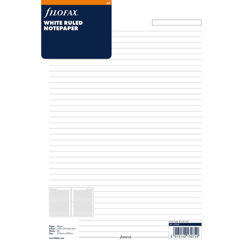 Filofax A4 White Lined Notepad Refill - Office Connect 2018