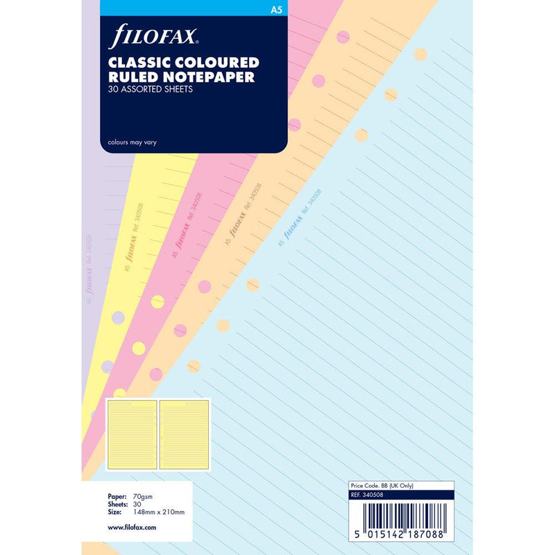 Filofax A5 Assorted Colour Notepaper Refill - Office Connect 2018