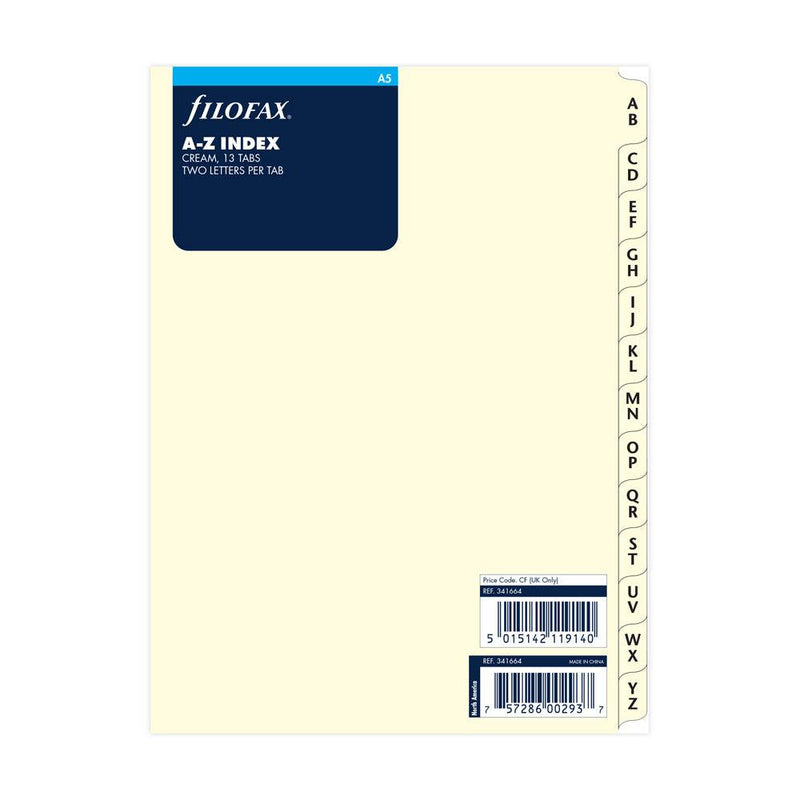 Filofax A5 Cream A-Z Index Refill - Office Connect 2018