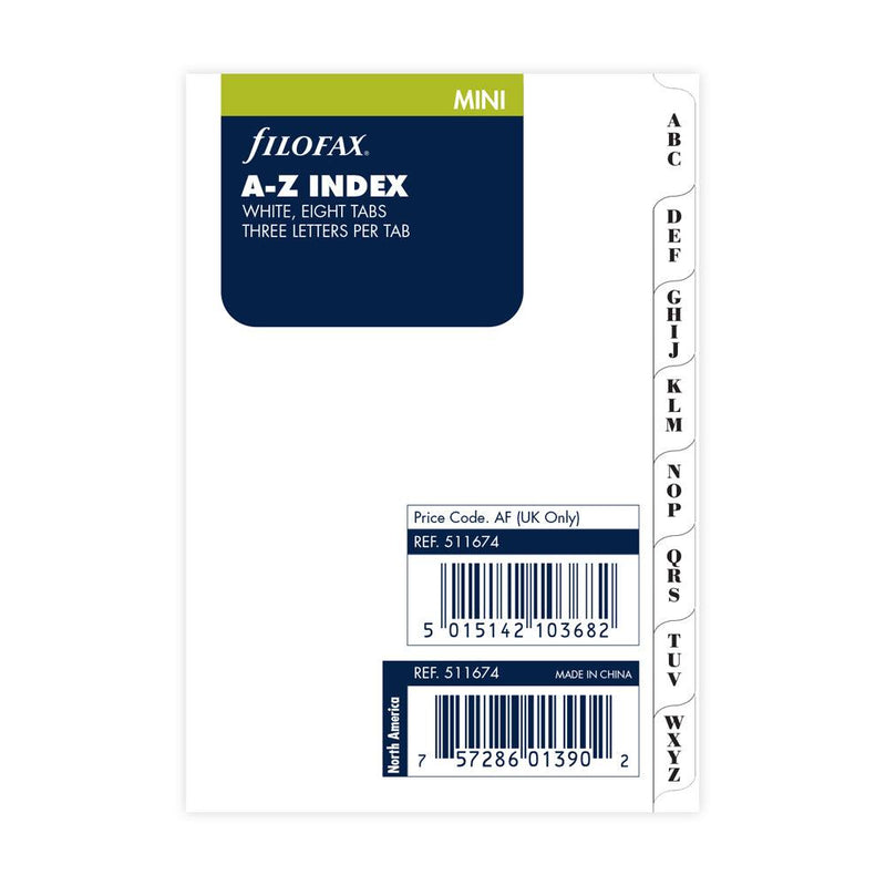 Filofax Mini A-Z Index Tab Set - Office Connect 2018