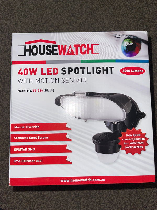 Housewatch 40w led spotlight(Black). Ip54(Outdoor use) - Office Connect 2018