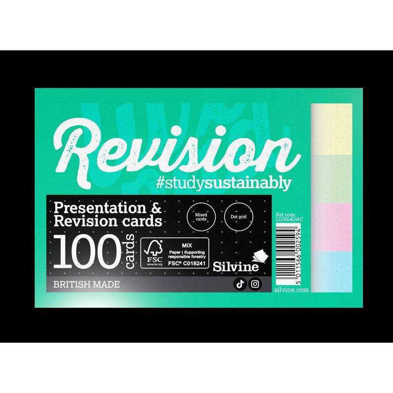 Luxpad Recycled Revision and Presentation Cards Dot Grid 6x4 100 Cards Assorted - Office Connect 2018