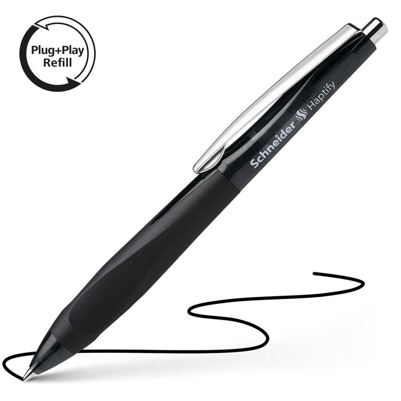 Schneider Ballpoint Pen Haptify Medium Black Ink Black Barrel - Office Connect 2018