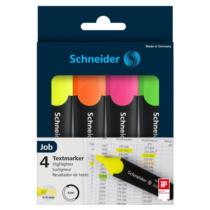 Schneider Highlighter Job assorted Wallet 4 pieces - Office Connect 2018