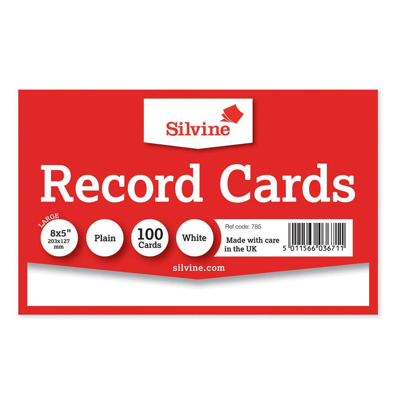 Silvine Record Cards 8x5 Plain - Office Connect 2018