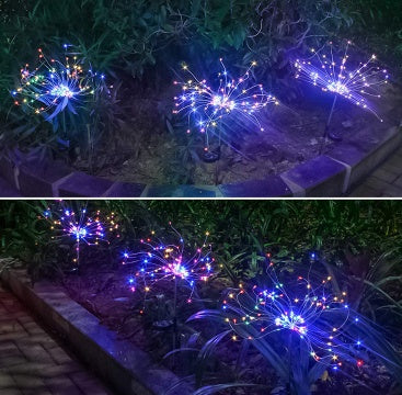 New Ground Plug Solar Fireworks Light LED Light String Copper Wire Outdoor Garden Decoration Star Lights Christmas Lights - Office Connect 2018