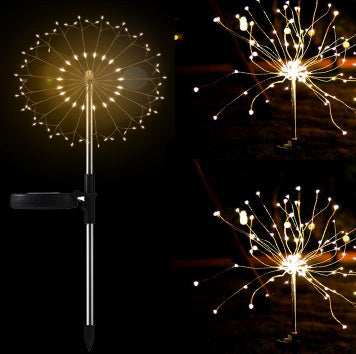 New Ground Plug Solar Fireworks Light LED Light String Copper Wire Outdoor Garden Decoration Star Lights Christmas Lights - Office Connect 2018