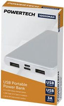 10,000mAh Portable Power Bank with USB Type-C and Dual USB-A Ports - White - Office Connect 2018