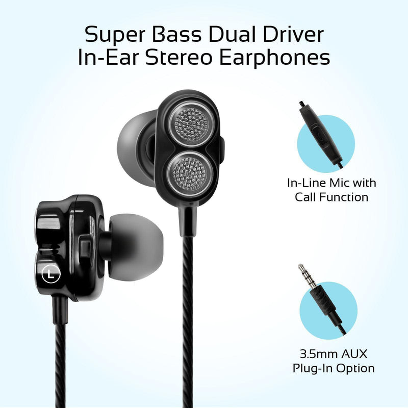 PROMATE Super Bass Dual Driver In-Ear Stereo Earphones. - Office Connect