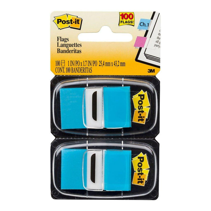 Post-it Flags 680-BB2 Twin Pack Bright Blue 25 x 43mm 50/Dispenser, 2 Dispensers/Pk - Office Connect