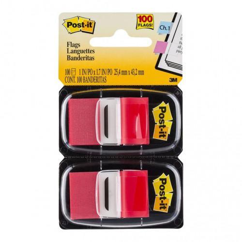 Post-it Flags 680-RD2 Twin Pack Red 25x43mm 50/Dispenser, 2 Dispensers/Pk - Office Connect