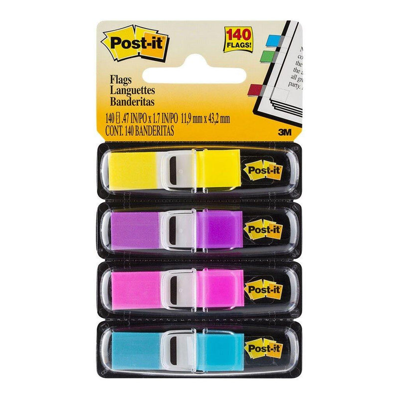 Post-it Flag 683-4AB Mini Bright Assorted Colour 12x43mm 35/Disp, 4 Disp/Pk - Office Connect