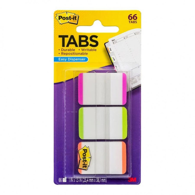 Post-it Durable Tabs 686-PGOT Pink Green Orange 25x38mm Pkt/36 - Office Connect