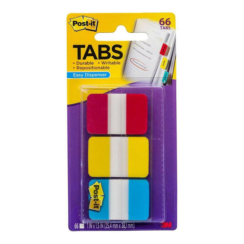 Post-it Durable Tabs 686-RYB Blue Red Yellow 25x38mm Pkt/66 - Office Connect