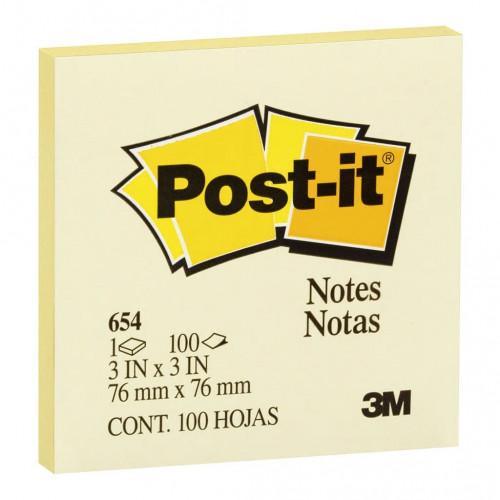 Post-it Notes Yellow 654-1 76x76mm 100 sheet pads - Office Connect