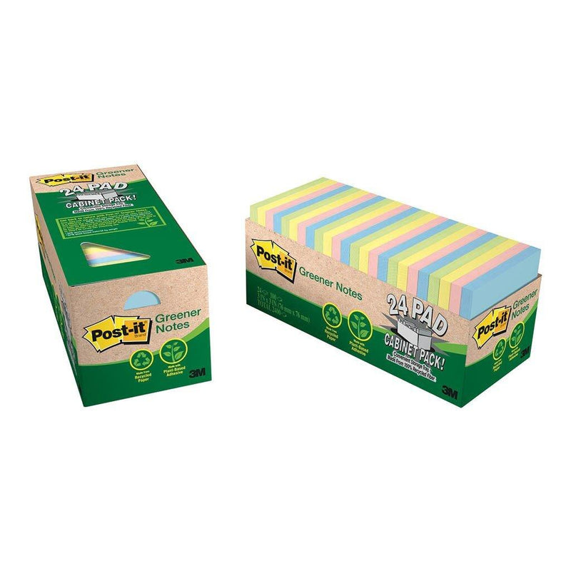 Post-it Notes 654R-24CP-AP Recycled Cabinet Pack Helsinki 76x76mm 75 sheet pads Pkt/24 - Office Connect