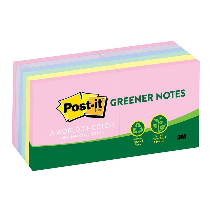 Post-it Notes 654-RPA Helsinki Recycled 76x76mm 100 sheet pads Pkt/12 - Office Connect