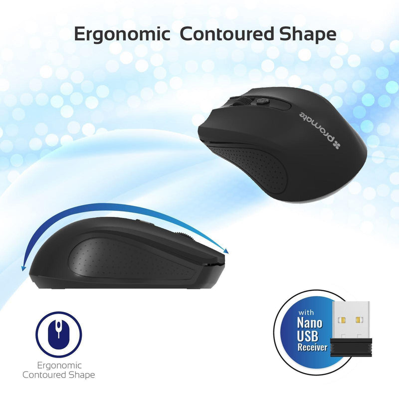 PROMATE Ergonomic Wireless Mouse 2.4GHz wirelss technology - Office Connect