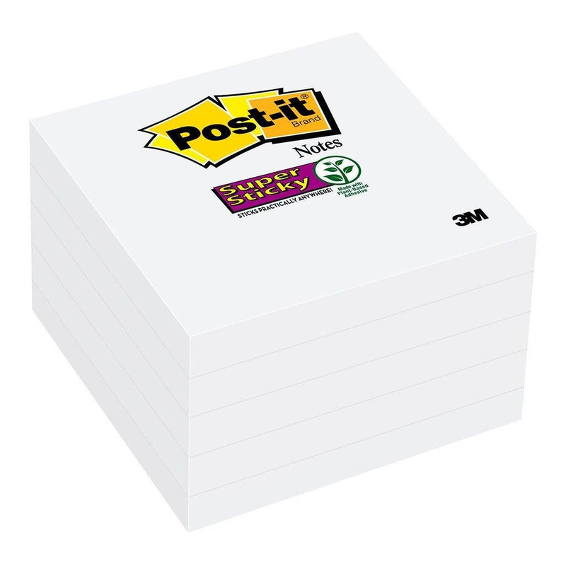 Post-it Super Sticky Notes 654-5SSW White76x76mm 90 sheet pads Pkt/5 - Office Connect