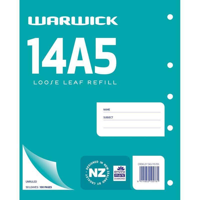 Warwick Refill 14A5 Loose Leaf Unruled 50 Leaf 255x205mm - Office Connect