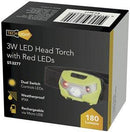 Rechargeable 180 lumen head torch including Red LEDs - Office Connect
