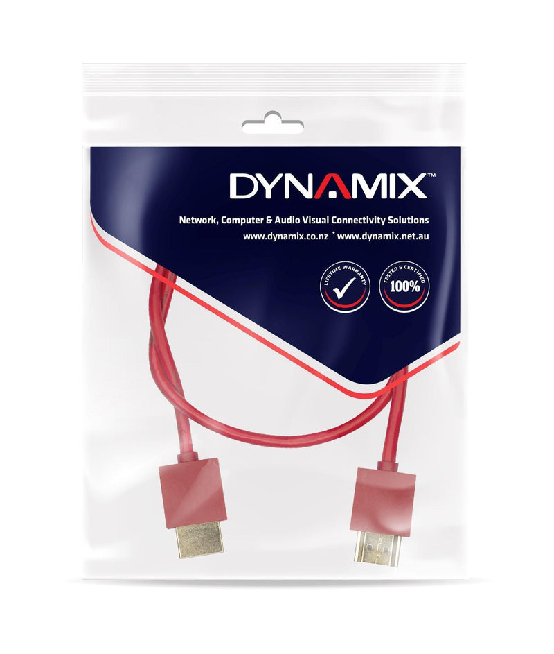 DYNAMIX 0.5M HDMI RED Nano High Speed With Ethernet - Office Connect