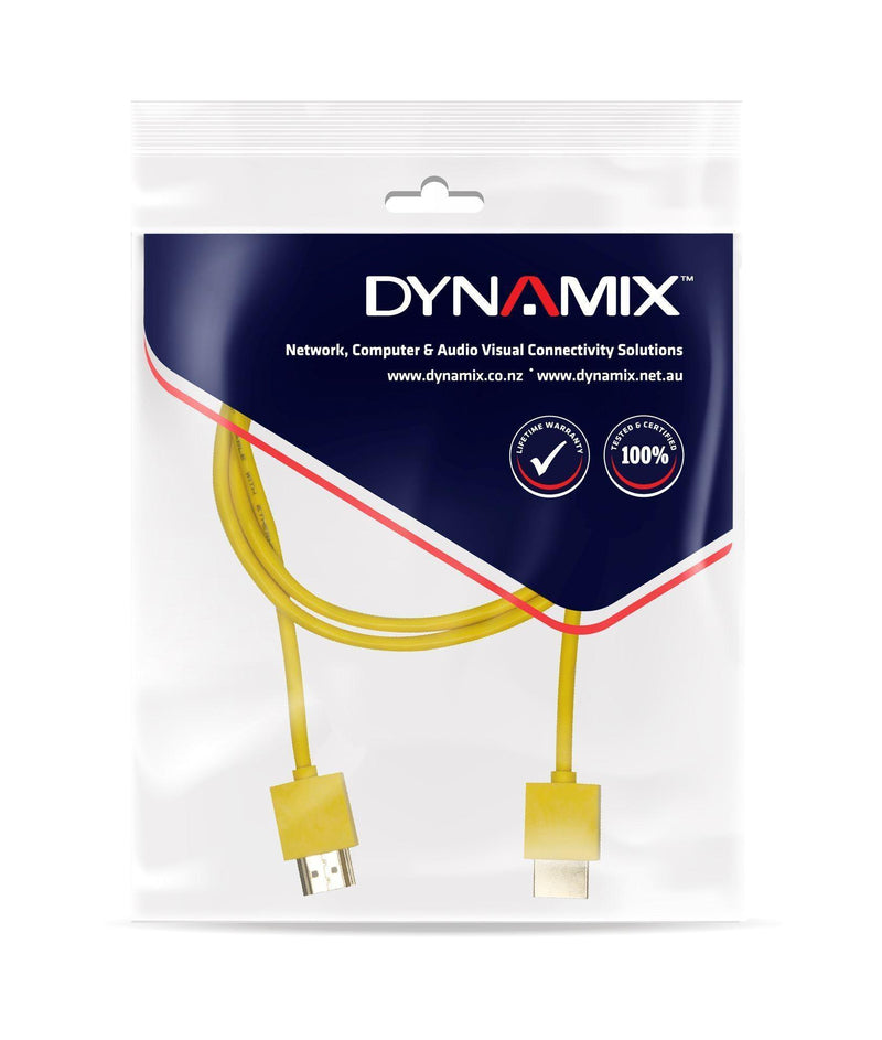 DYNAMIX 2M HDMI YELLOW Nano High Speed With Ethernet - Office Connect