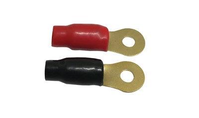 Gold Plated Crimp Connector 8.5mm Eye Red & Black Pair - Office Connect