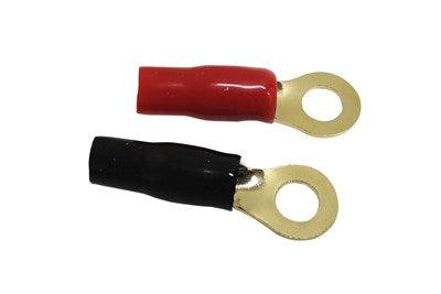 Red & Black Gold Crimp Cable Small Eye Terminals - Pk.2 - Office Connect
