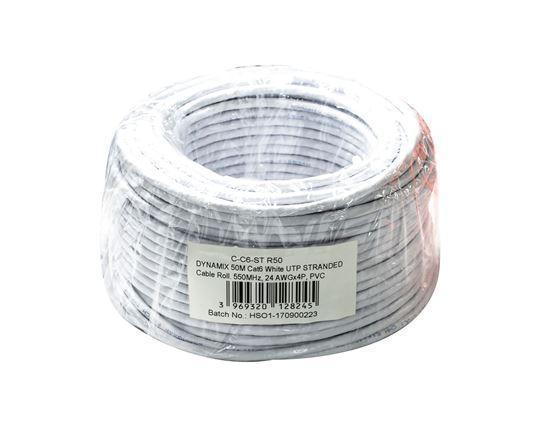 DYNAMIX 50m Cat6 Beige UTP STRANDED Cable Roll, 250MHz, - Office Connect