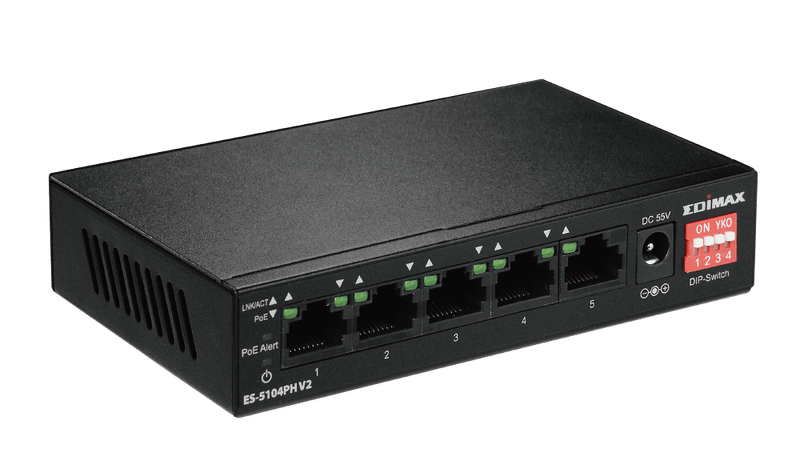 EDIMAX 5 Port 10/100 Fast Ethernet with 4x PoE+ ports - Office Connect
