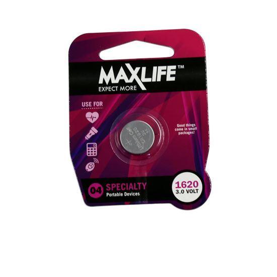 MAXLIFE CR1620 Lithium Button Cell Battery. 1Pk. - Office Connect