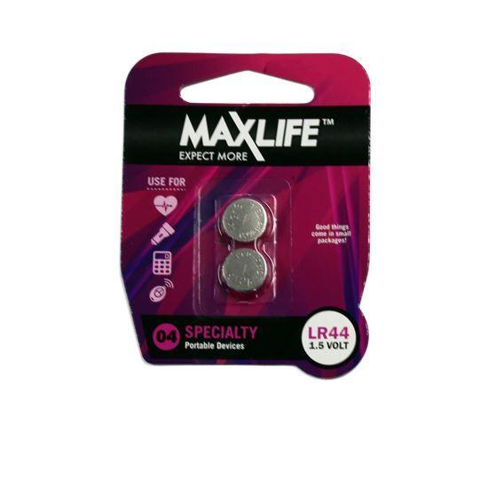 MAXLIFE LR44 Alkaline Button Cell Battery. 2Pk. - Office Connect