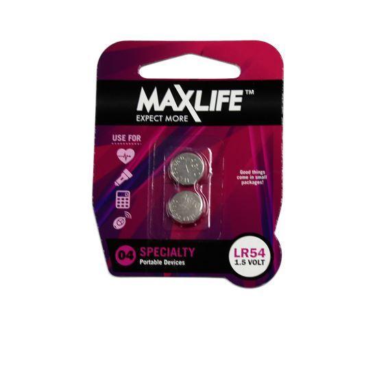 MAXLIFE LR54 Alkaline Button Cell Battery. 2Pk. - Office Connect
