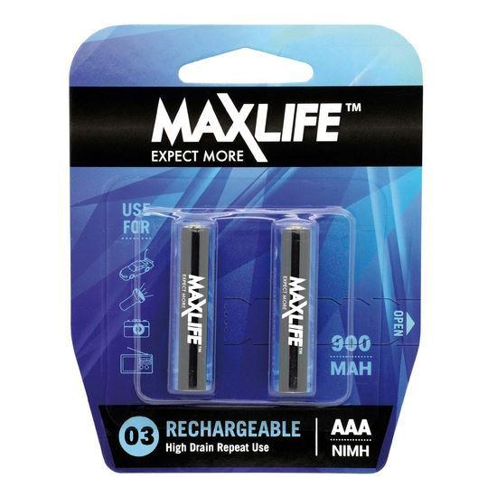 MAXLIFE AAA Rechargeable Battery NIMH 900mAh. 2Pk. - Office Connect