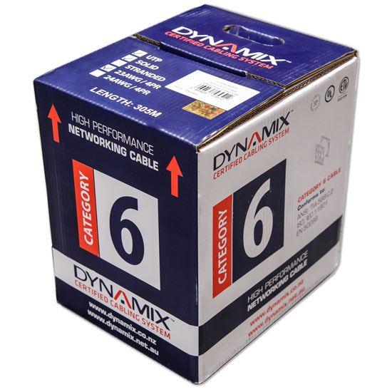 DYNAMIX 305m Cat6 Blue UTP SOLID Cable Roll, 250MHz, 23AWGx4P, - Office Connect 2018