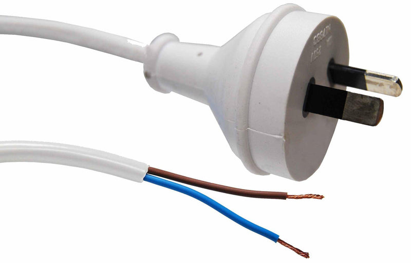 DYNAMIX 2M 2-Pin Plug To Bare End, 2 Core 0.75mm Cable, White Colour, - Office Connect 2018