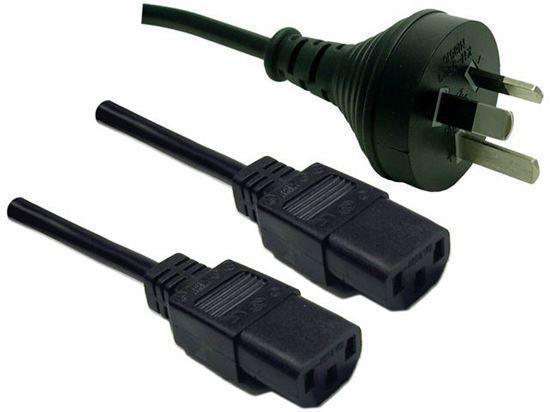 DYNAMIX 2M ''Y''  Power Cord. 3-Pin Plug to 2x IEC - Office Connect