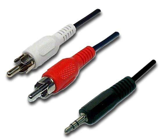 DYNAMIX 10m Stereo 3.5mm Plug to 2 RCA Plug, Cable - Office Connect