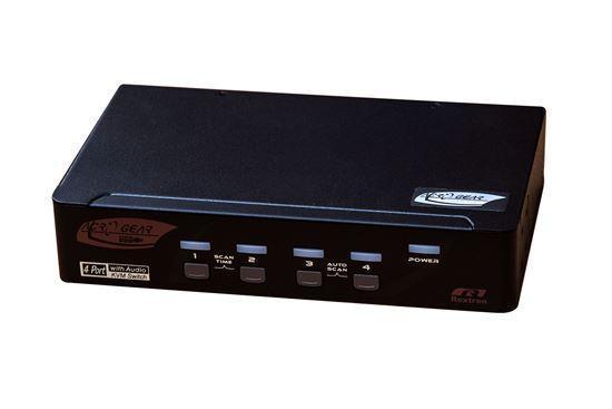 REXTRON 4 Port DVI/USB KVM Switch with Audio, Black - Office Connect