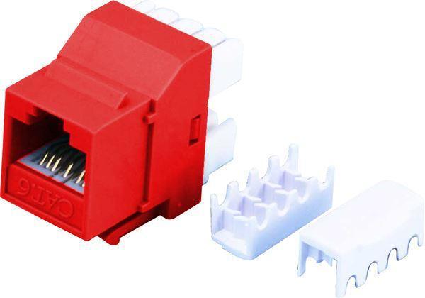 DYNAMIX Cat6 RED Keystone RJ45 Jack for 110 Face Plate - Office Connect