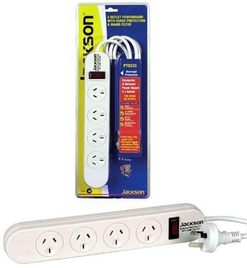 JACKSON 4-Way Protected Power Board. In retail blister - Office Connect